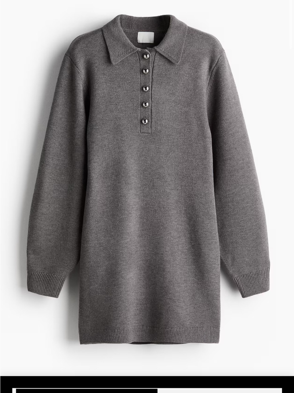 BRAND NEW- H&M Gray Long-Sleeve Polo Sweater Dress